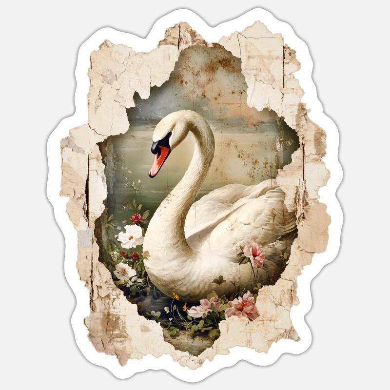 swan - Sticker size S (10 x 10 cm) - white matte