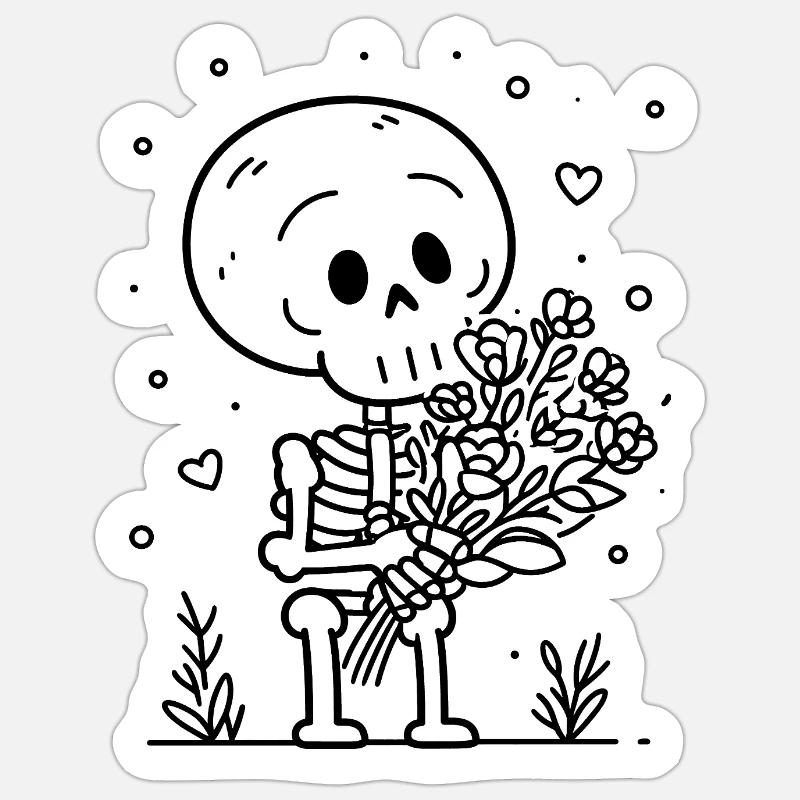 Valentine Skeleton - Sticker size S (10 x 10 cm) - white matte
