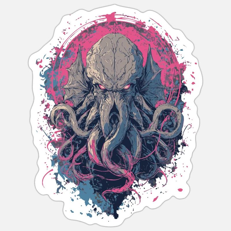 Cosmic Tentacle Creature – Dark Horror Art Sticker size S (10 x 10 cm)