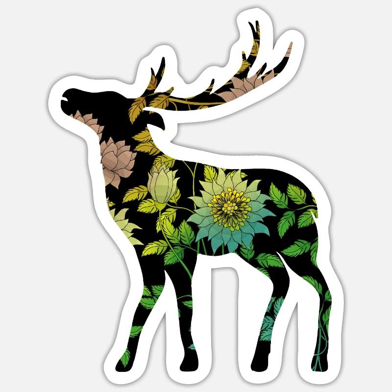 Hirsch - Sticker Größe S (10 x 10 cm) - Mattweiß