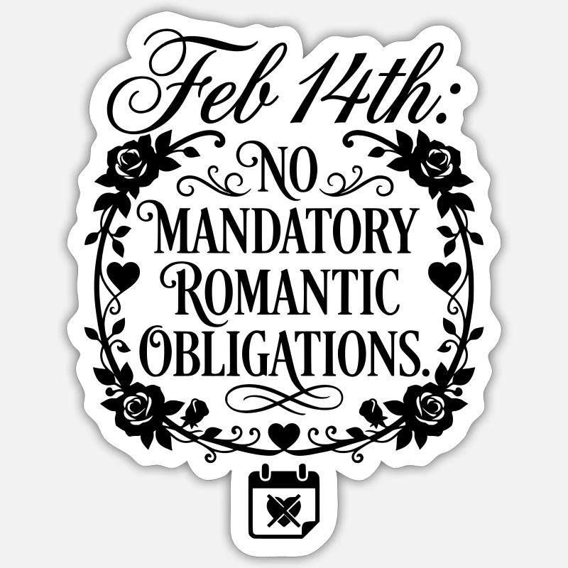 Obligation de la Saint-Valentin - Citation drôle - Sticker taille S (10 x 10 cm) - blanc mat