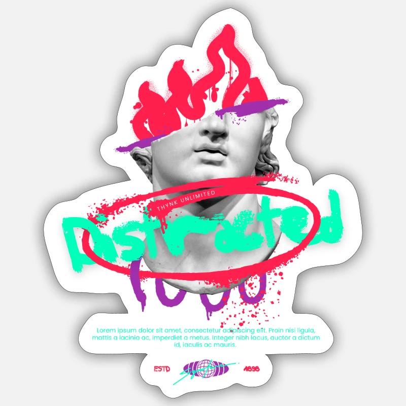 Neon Graffiti Bust Collage Sticker size S (10 x 10 cm)