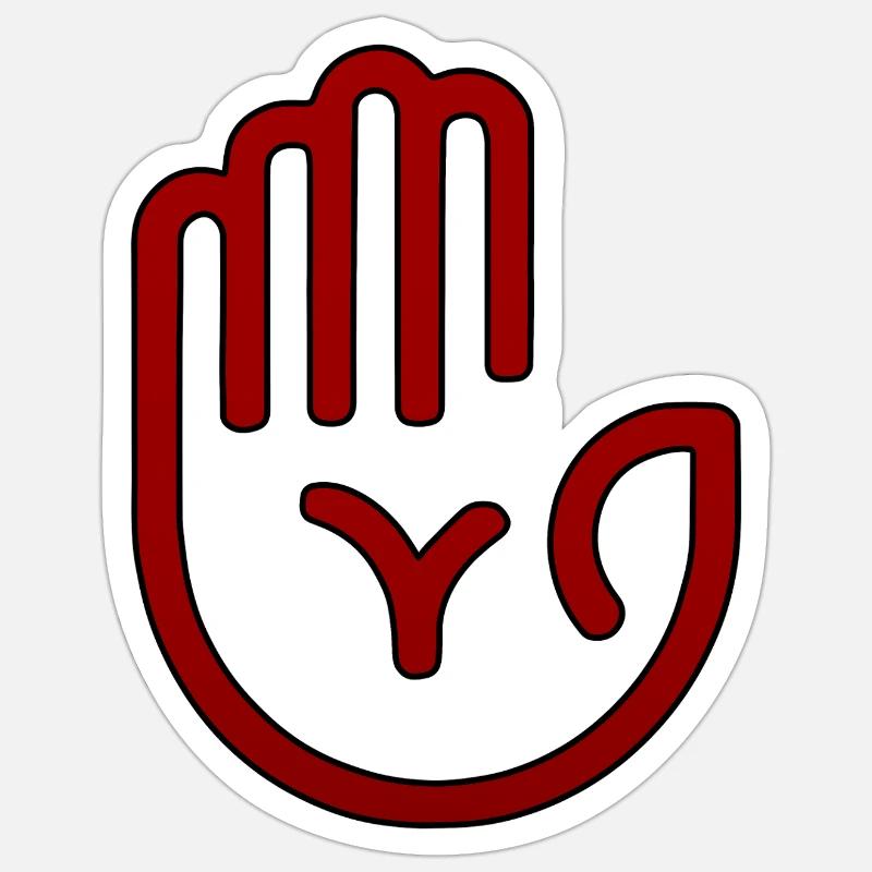 Empreinte de main Red Minimal Sticker taille S (10 x 10 cm)