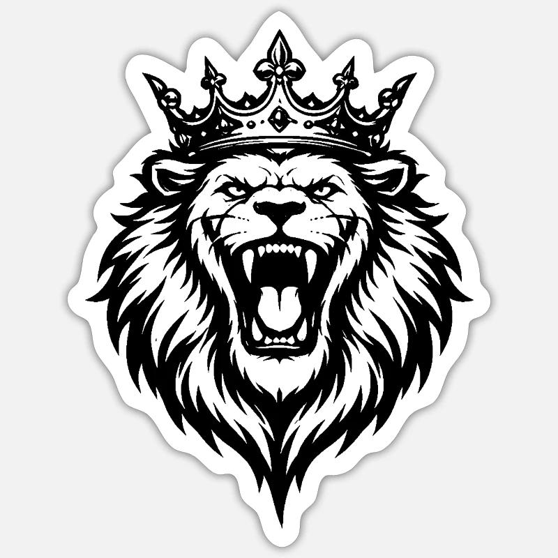 Brüllender Löwe mit Krone  - Sticker Größe S (10 x 10 cm) - Mattweiß