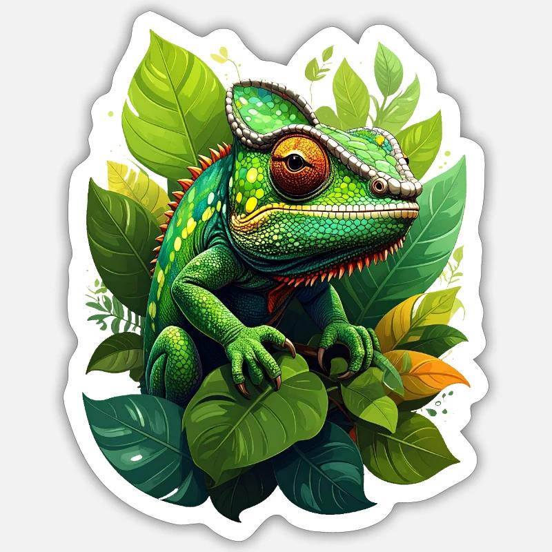 caméléon - Sticker taille S (10 x 10 cm) - blanc mat