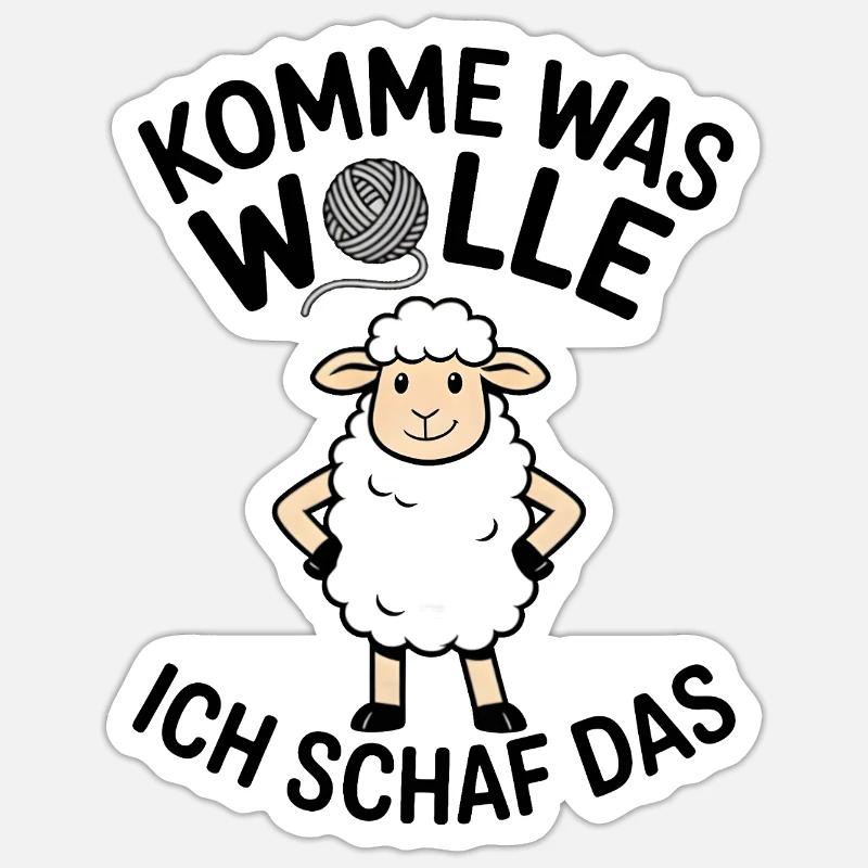 KOMME WAS WOLLE ICH SCHAF DAS - Funny pun - Sticker size S (10 x 10 cm) - white matte