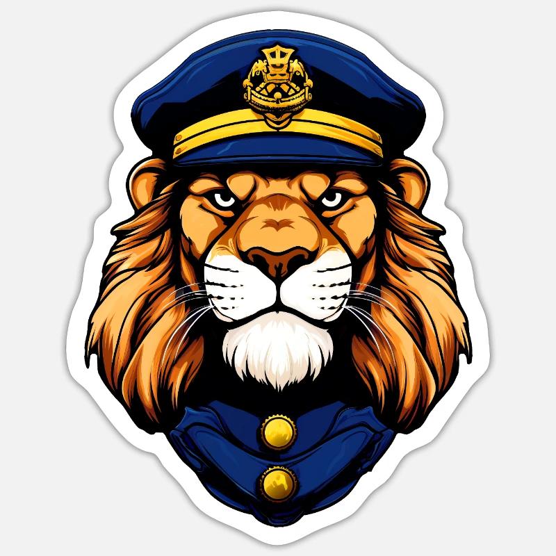 Polizei Löwe - Sticker Größe S (10 x 10 cm) - Mattweiß