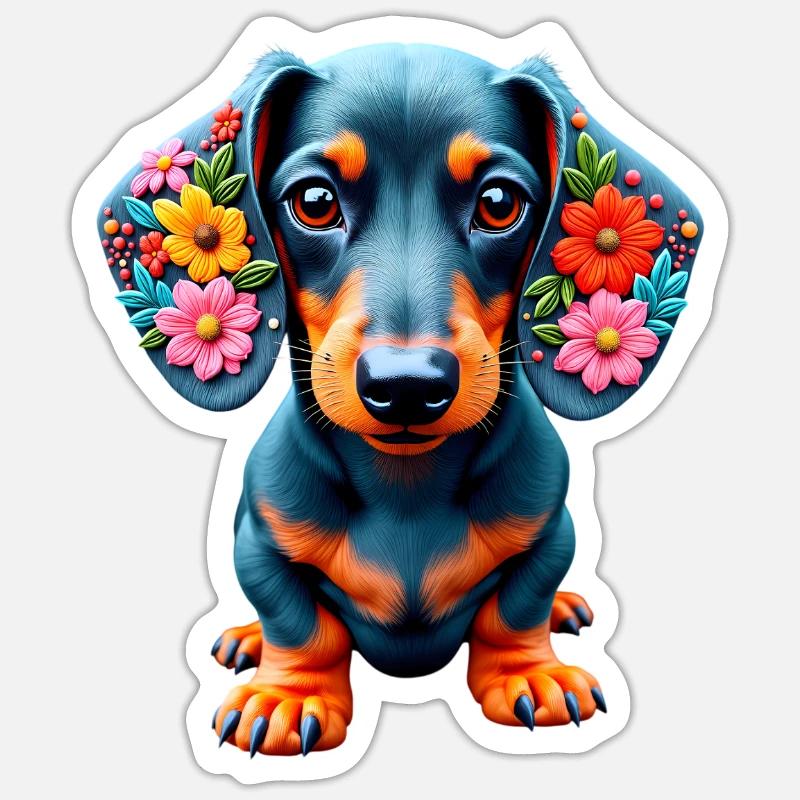 Dackel teckel teckel tekel - Sticker taille S (10 x 10 cm) - blanc mat