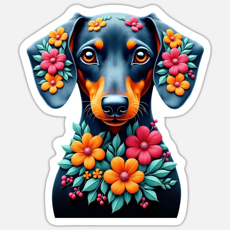 Dackel teckel teckel tekel - Sticker taille S (10 x 10 cm) - blanc mat