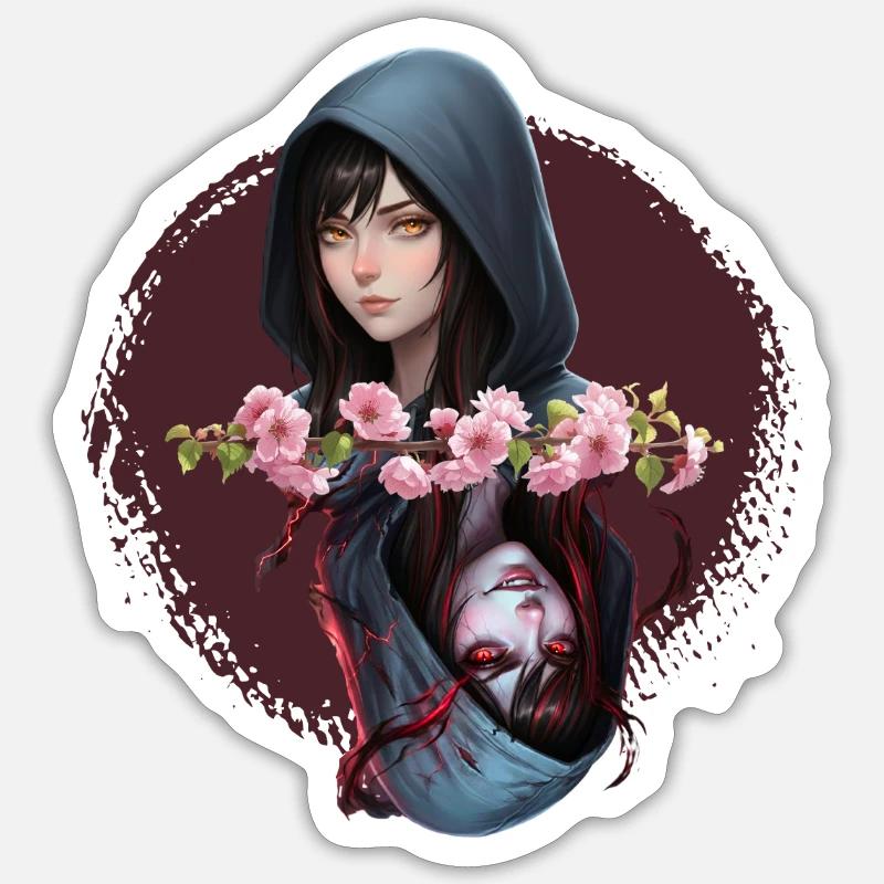 Rose fleur noire encapuchonnée - Sticker taille S (10 x 10 cm) - blanc mat