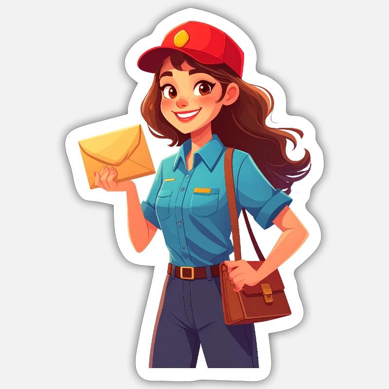 Postbotin / Briefträgerin - Sticker Größe S (10 x 10 cm) - Mattweiß