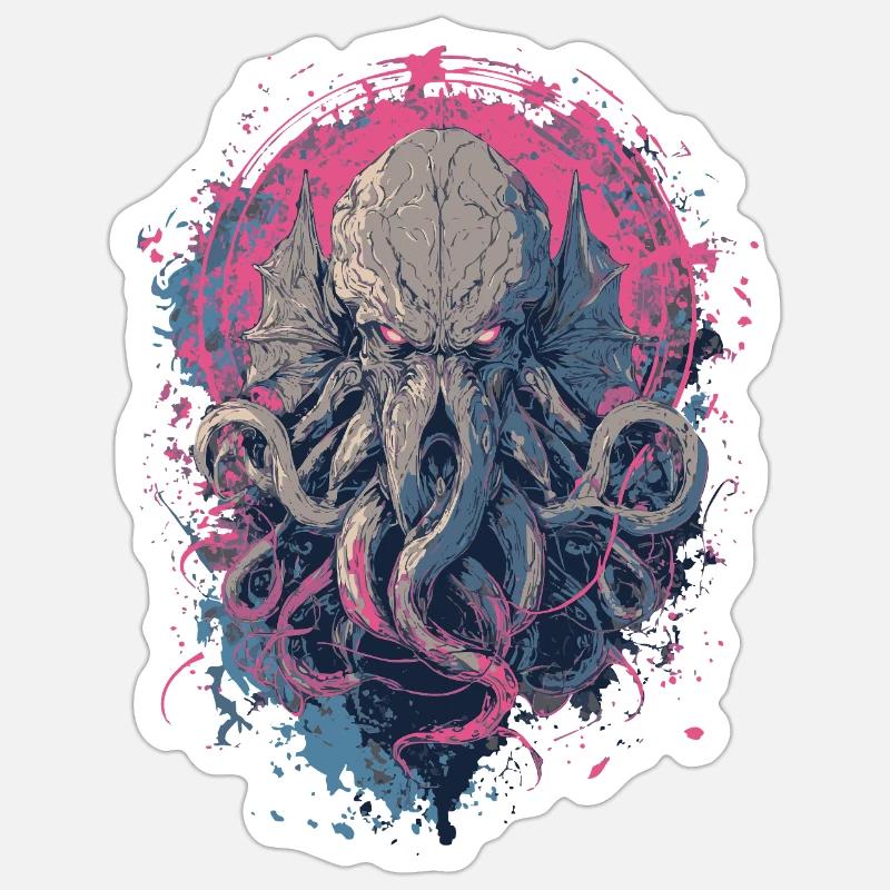 Cthulhu Horror - Sticker size S (10 x 10 cm) - white matte