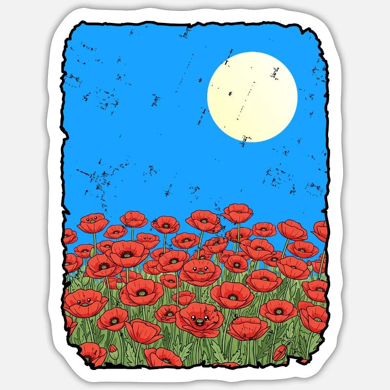 Mohnblumen - Sticker Größe S (10 x 10 cm) - Mattweiß