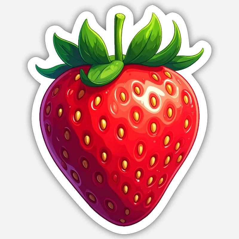 Erdbeere - Sticker Größe S (10 x 10 cm) - Mattweiß