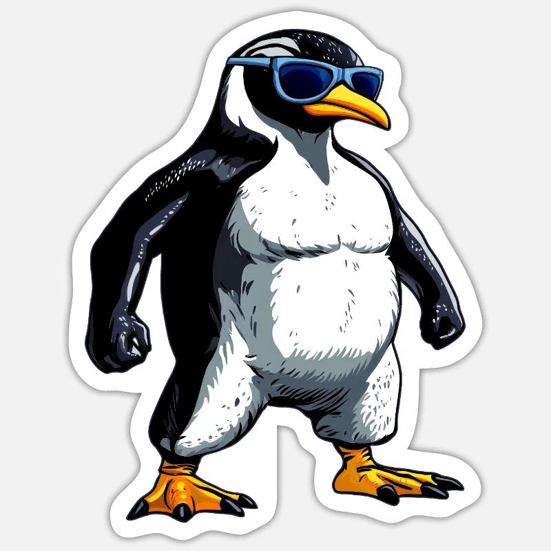 Penguin Bodybuilder - Sticker size S (10 x 10 cm) - white matte