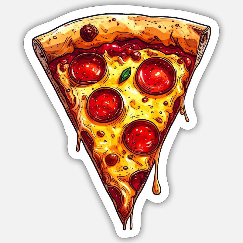 Pizza - Sticker taille S (10 x 10 cm) - blanc mat