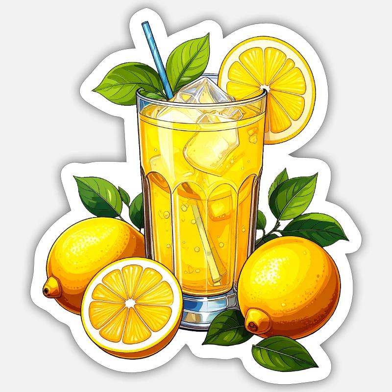 Zitronenlimonade - Sticker Größe S (10 x 10 cm) - Mattweiß