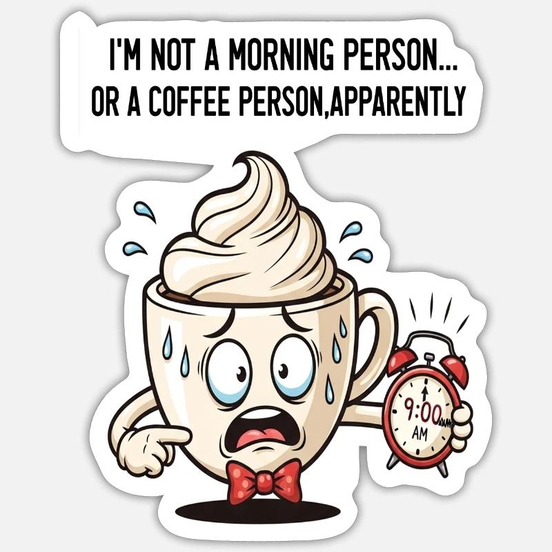 Ängstliche Morgentasse mit Wecker Sticker Größe S (10 x 10 cm)