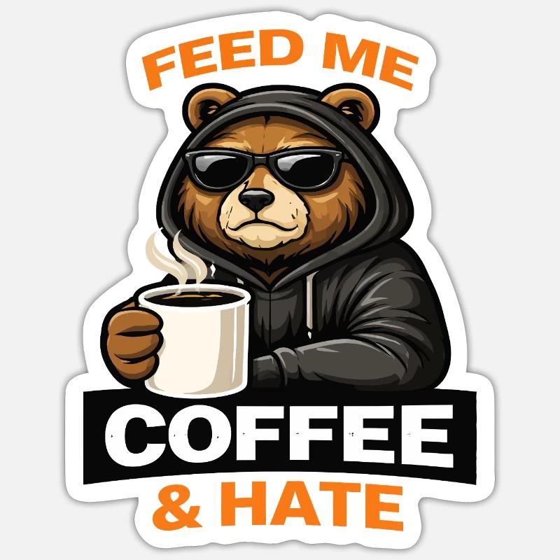 Grumpy Bear Coffee Attitude - Sticker size S (10 x 10 cm) - white matte