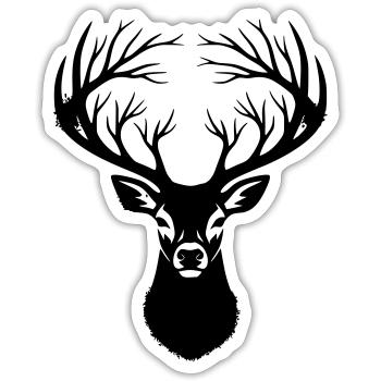 Hirschkopf Geweih Silhouette - Sticker Größe S (10 x 10 cm) - Mattweiß - Vorne