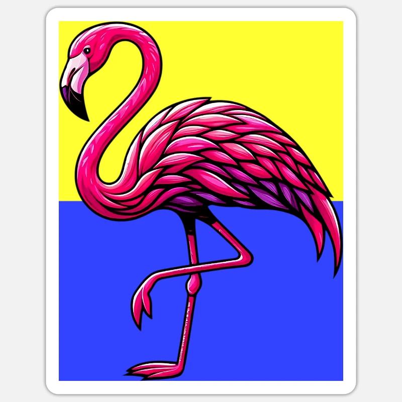 Flamant - Sticker taille S (10 x 10 cm) - blanc mat