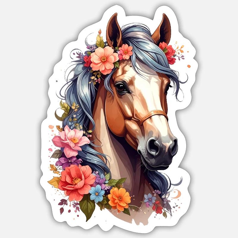 Cheval - Sticker taille S (10 x 10 cm) - blanc mat