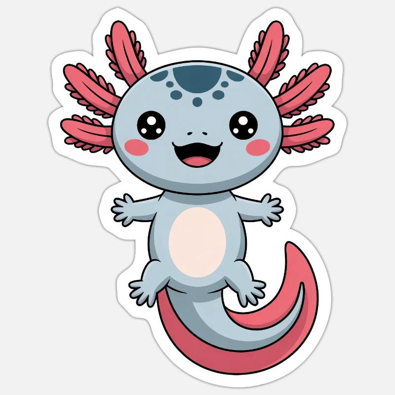 Axolotl Süß Comic - Sticker Größe S (10 x 10 cm) - Mattweiß