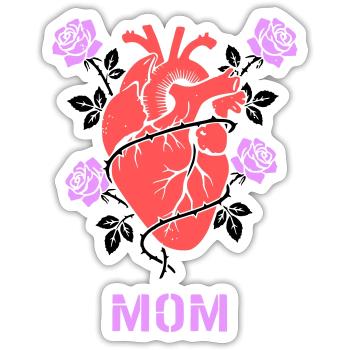 Anatomical Heart Roses Mom - Sticker size S (10 x 10 cm) - white matte - Front