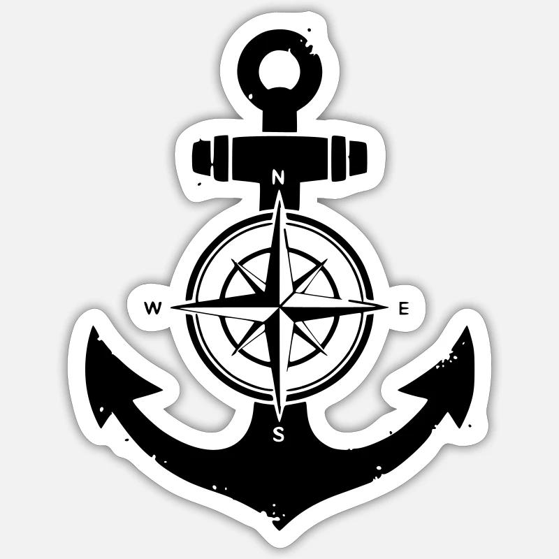Anchor Compass Silhouette Sticker size S (10 x 10 cm)