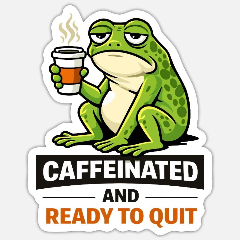Caffeinated Frog: Ready to Quit Sticker size S (10 x 10 cm)