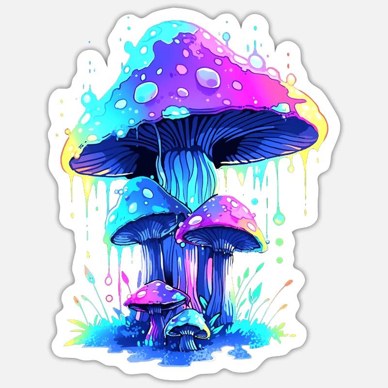 Champignon - Sticker taille S (10 x 10 cm) - blanc mat