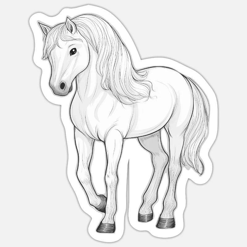 Cheval Blanc - Sticker taille S (10 x 10 cm) - blanc mat