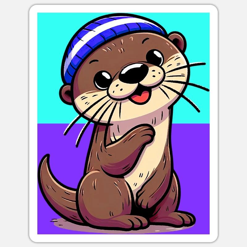Otter - Sticker Größe S (10 x 10 cm) - Mattweiß