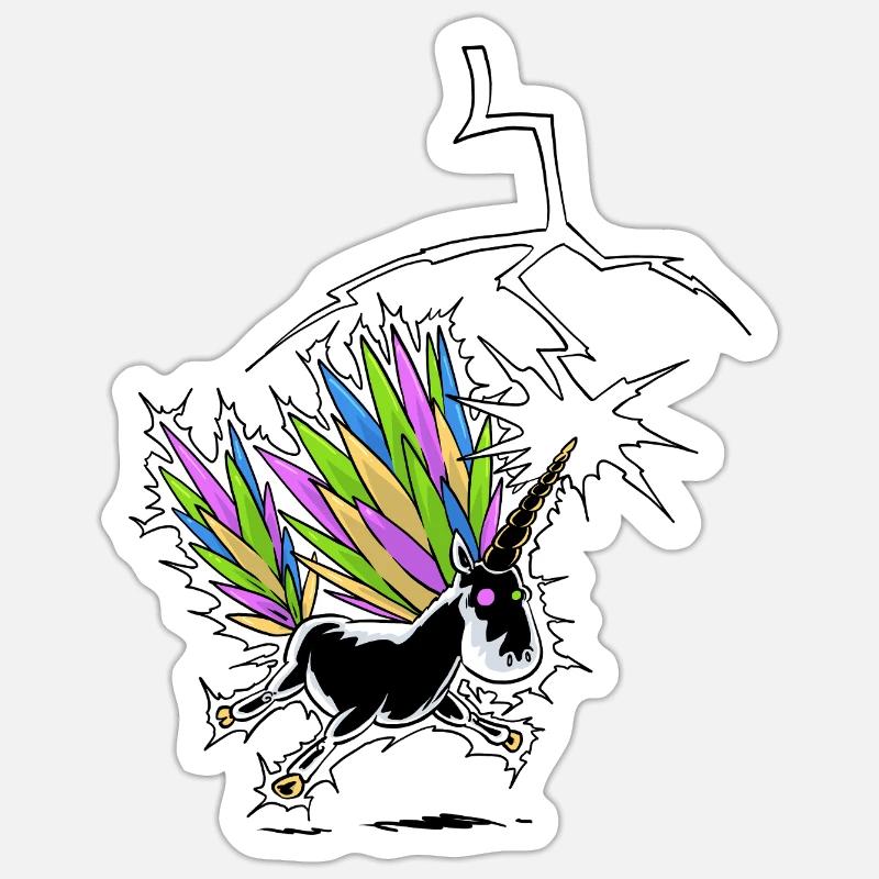 Einhorn-Blitzableiter - Sticker Größe S (10 x 10 cm) - Mattweiß