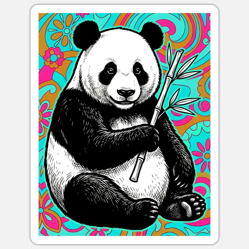 Panda - Sticker Größe S (10 x 10 cm) - Mattweiß