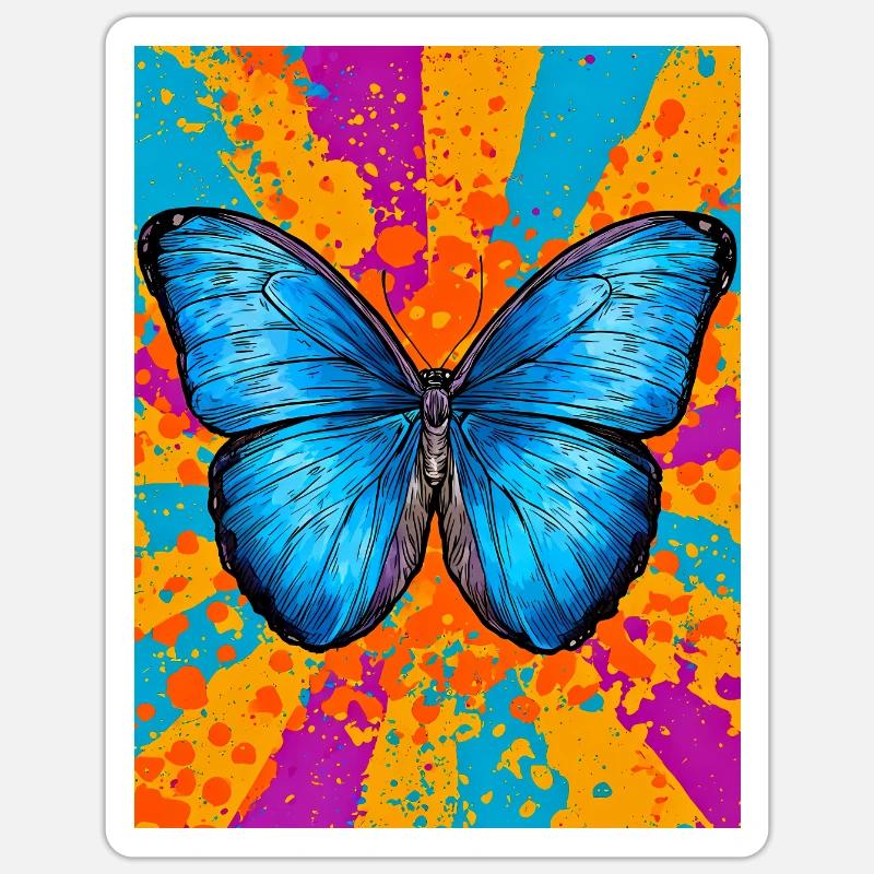 papillon - Sticker taille S (10 x 10 cm) - blanc mat