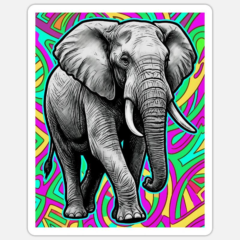 éléphant - Sticker taille S (10 x 10 cm) - blanc mat