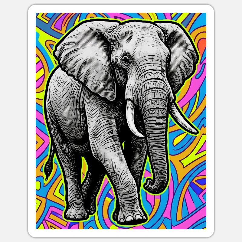 Elefant - Sticker Größe S (10 x 10 cm) - Mattweiß