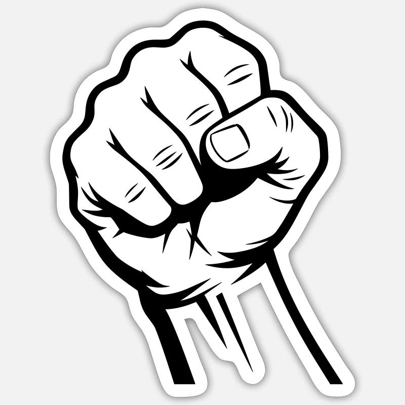 Poing - Sticker taille S (10 x 10 cm) - blanc mat