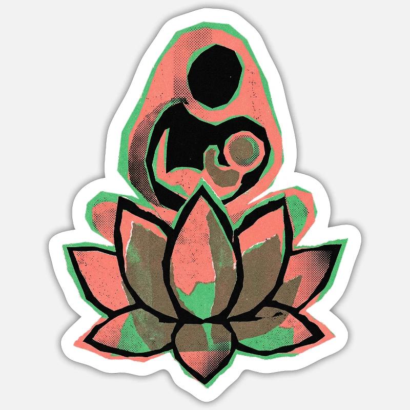 Mutter Kind Yoga - Sticker Größe S (10 x 10 cm) - Mattweiß