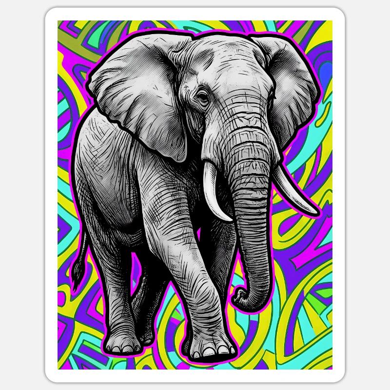 éléphant - Sticker taille S (10 x 10 cm) - blanc mat