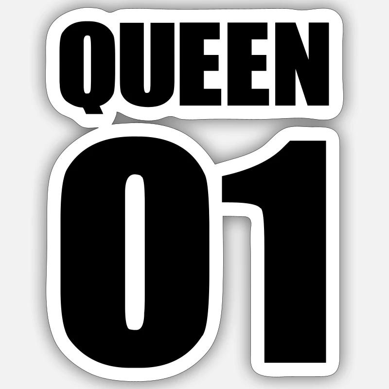 queen_01 - Sticker taille S (10 x 10 cm) - blanc mat