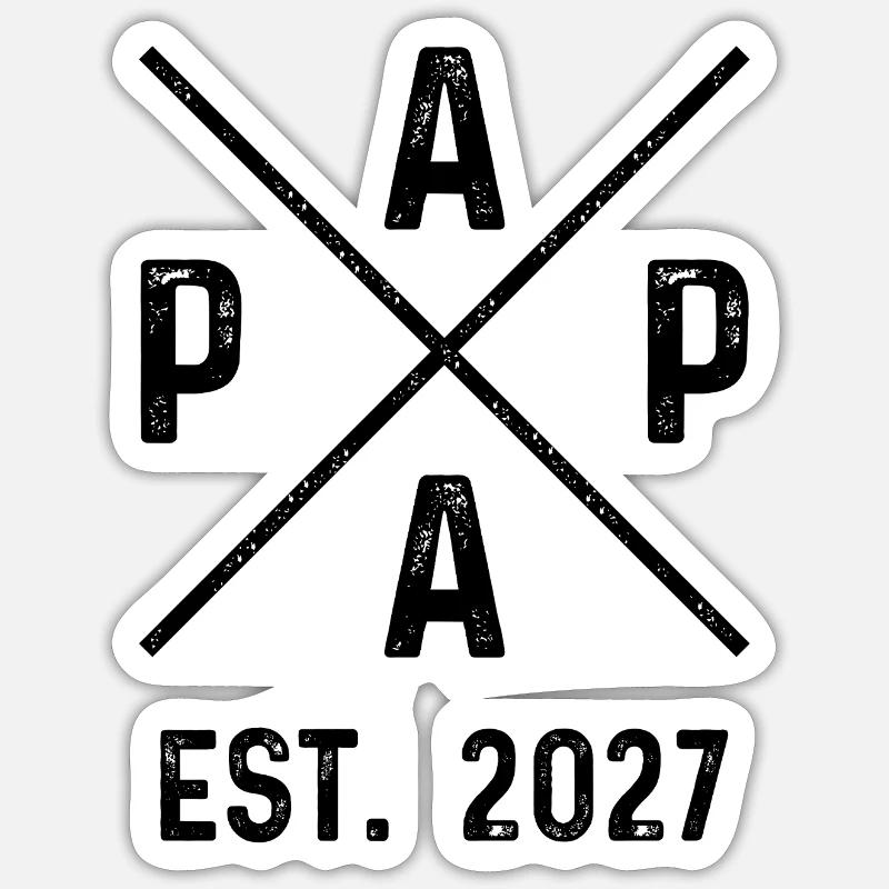 Papa Est. 2027 - Sticker Größe S (10 x 10 cm) - Mattweiß