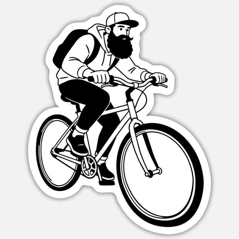 Hipster moto - Sticker taille S (10 x 10 cm) - blanc mat