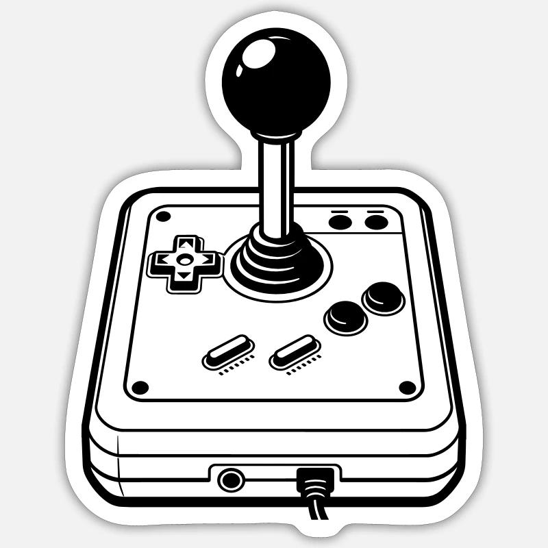 Retro joystick - Sticker size S (10 x 10 cm) - white matte