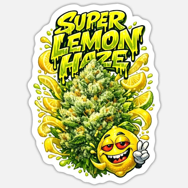 Super Lemon Haze Graffiti-Kunstdruck - Sticker Größe S (10 x 10 cm) - Mattweiß