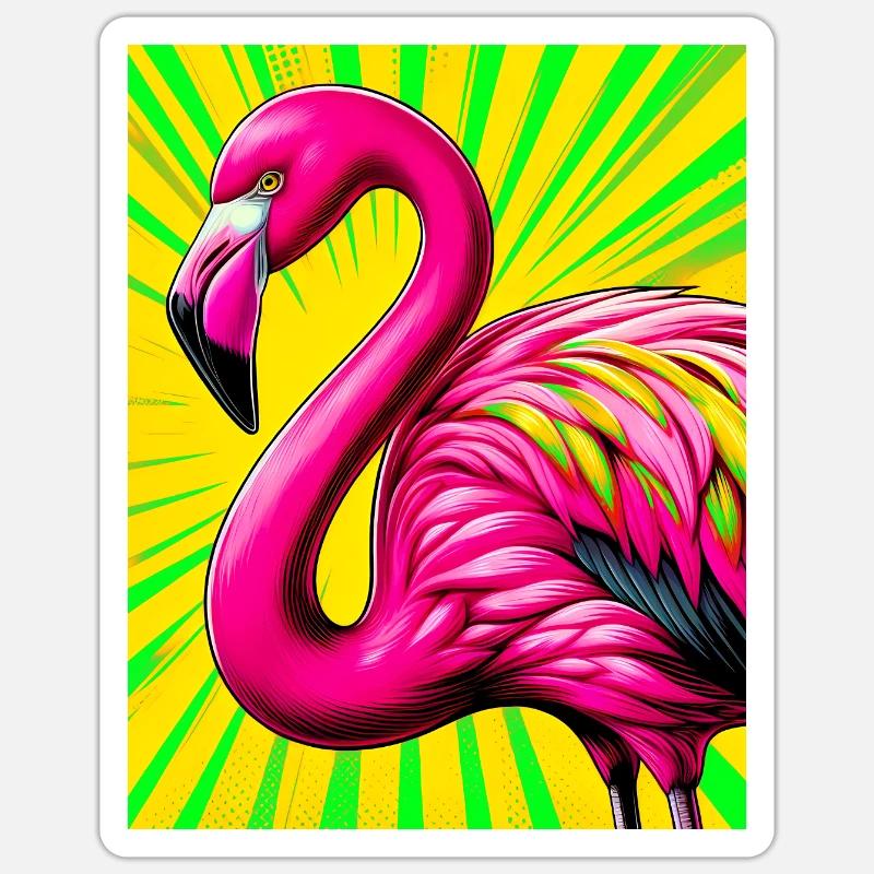 Flamant - Sticker taille S (10 x 10 cm) - blanc mat