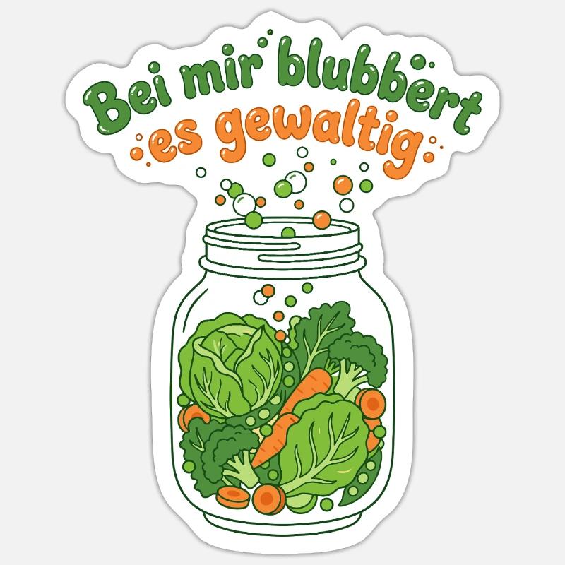 Fermentation Gemüse Einmachglas Blubbern - Sticker Größe S (10 x 10 cm) - Mattweiß
