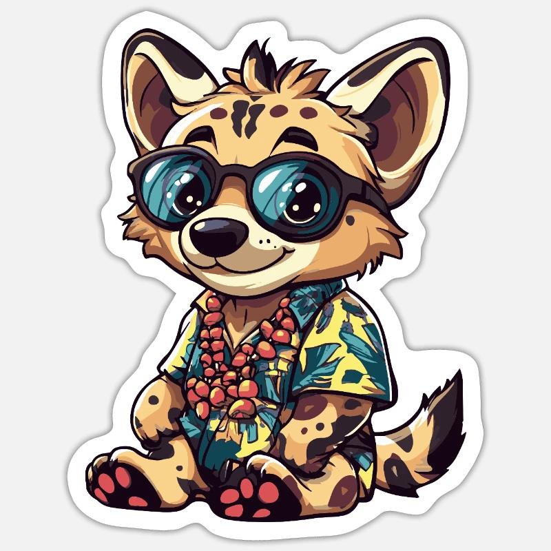Hyena Comic Vacation - Sticker size S (10 x 10 cm) - white matte