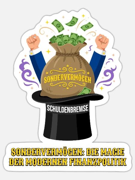 Die Magie Der Modernen Finanzpolitik - Sticker Größe S (10 x 10 cm) - Mattweiß